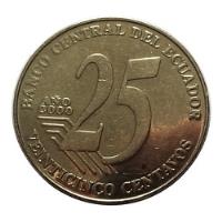 Moneda Espejo/prof 25 Centavos D Dollar Ecuatoriano Año 2000 segunda mano  Colombia 