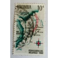 Estampilla   Ferrocarril Del Atlántico - 1961 segunda mano  Colombia 