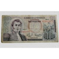 Billetes  Colombianos De 10 Pesos Del Año 1980 segunda mano  Colombia 