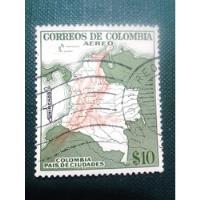 Estampilla Correos De Colombia Aéreo País De Ciudades $ 10 segunda mano  Colombia 