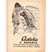 Usado, Cerveza Bavaria Costeña Antiguo Aviso Publicitario De 1950 segunda mano  Colombia 