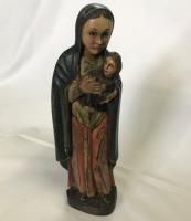 Virgen En Madera Con Niño Antigua,ojos En Cristal segunda mano  Colombia 