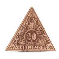 Estampilla Timbre 20 Centavos 1889 - 1890 Habilitación segunda mano  Colombia 