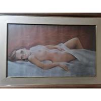 Cuadro   Mujer Desnuda . Pintor Suárez. Técnica. Papel segunda mano  Colombia 