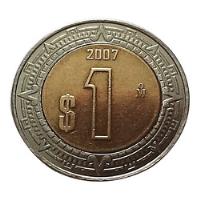 Moneda Espejo/proof 1 Peso Mexicano Bimetálica Año 2007. segunda mano  Colombia 