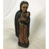 Virgen En Madera Con Niño Antigua,ojos En Cristal, usado segunda mano  Colombia 