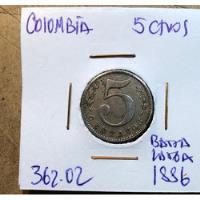 Colombia 5 Centavos 1886 Jer362.02 Barra Larga segunda mano  Colombia 
