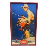 Cocacola Poster Publicitario Antiguo, Original Niño Pesca #3 segunda mano  Cali