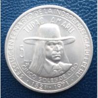 Moneda De 5 Soles De Oro Del Perú Año 1971 Conmemorativa. segunda mano  Colombia 