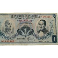 Billete Colombiano De 1974 De1 Peso, usado segunda mano  Colombia 