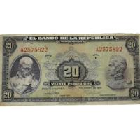 Usado, Billete Colombiano De 20 Pesos De 1947  segunda mano  Colombia 