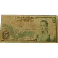 Billete Colombiano De 1980 De 5 Pesos , usado segunda mano  Colombia 