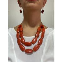 Collar Naranja Y Aretes Vintage, usado segunda mano  Colombia 