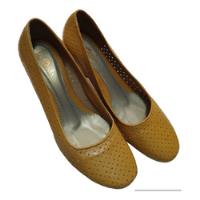 Zapato De Cuña Corrida 100% Cuero Para Dama Amarillo Mostaza, usado segunda mano  Colombia 