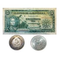 Billete Moneda Colombia 5 Pesos 1953 / 1968 / 1971 + Regalo segunda mano  Colombia 