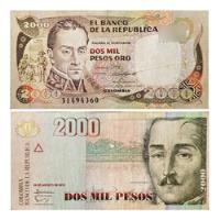 Billetes (2) Colombia 2000 Pesos  Buen Estado + Rega segunda mano  Colombia 