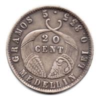 Moneda Colombia 20 Centavos Medellín 1882 Gramos Plata segunda mano  Colombia 