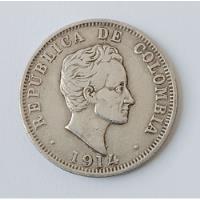 Moneda Colombia 50 Centavos 1914 Plata Reverso Remarcado segunda mano  Colombia 
