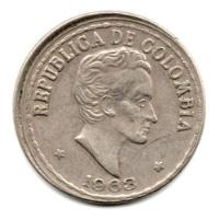 Usado, Moneda Colombia Error Desplazada 20 Centavos 1963 Cachucha segunda mano  Colombia 