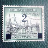 Estampilla Colombia Puerto De Cartagena Pesca Overprinted segunda mano  Colombia 