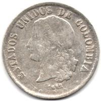 Colombia 20 Centavos 1882 Medellín Gramos Plata segunda mano  Colombia 