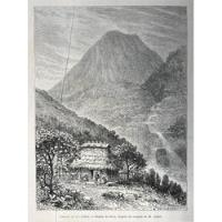 Grabado Cascada De La Caldera Nariño Siglo 19 segunda mano  Colombia 